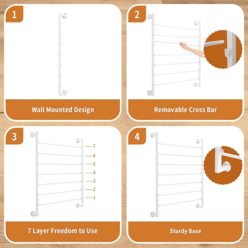 Image of Xbsyhx 7 Tier Wall Mount Ribbon Organizer, Metal Rack for Craft Room