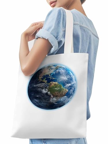 Canvas Tote Bag, Earth Day Aesthetic Canvas Tote Handbags for Women Shoulder Bag Watercolor Print3