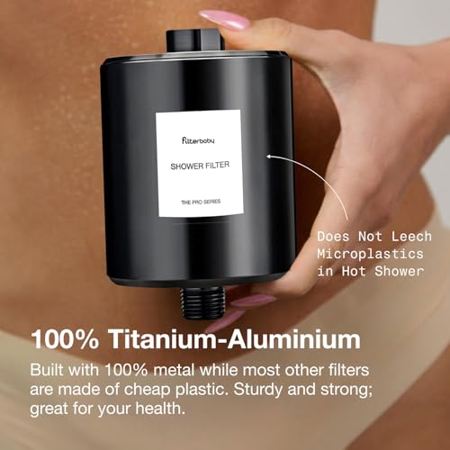 Image of Filterbaby All-Metal Shower Filter Pro - IAPMO Certified to NSF 177 Standard | Doctor Developed, Reduces up to 99% Chlorine /Chloramine /Lead /Certain Heavy Metals, Great Water Pressure,Long Lasting,Black