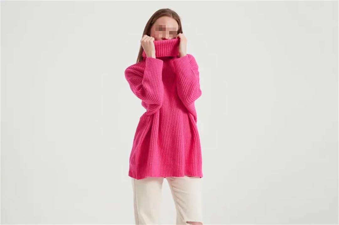 Maglione da donna a collo alto tinta unita pullover allentato maglione oversize top