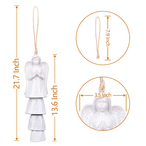 Ceramic Wind Chimes For Outside, 22'' Angel Windchimes Outdoor Memorial Wind Chime With Soothing Melodic Tones Sympathy Gift Garden Patio Balcony And Home Decor #TOP4