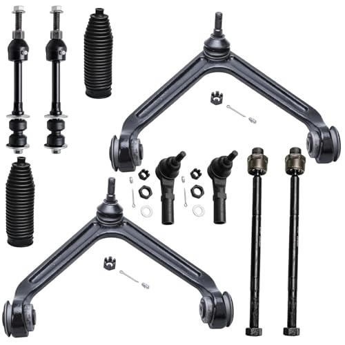 Image of Detroit Axle - 2WD Front End Suspension Kit for 2002-2005 Dodge Ram 1500, Upper Control Arms w /Ball Joints Tie Rods Sway Bars Boots 2003 2004 Replacement - 10pc Set