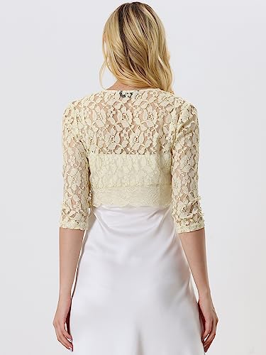 Allegra K Bolero Shrug Top for Women's Sheer Sequin Lace Crop Cardigan3