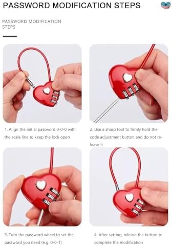 Valentine's Day Heart Style 3 Digit Password Schoolbag Padlock Password Code Padlock Love Password Lock Concentric Lock Combination Lock(Black)