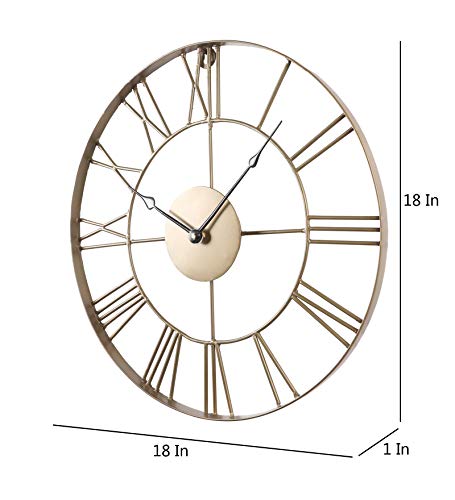 Image of 18 inch Antique Gold Skeleton Metal Wall Clock for Home Office Decor