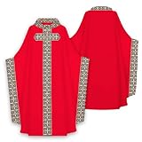 CAMDOM Gewand für katholische Priester, Kirche, zeremonielle Masse, Gewand, Stil A: Rot,...