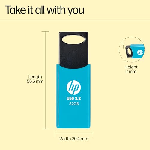 HP 712w 32GB USB 3.2 Flash Drive- Blue view 2