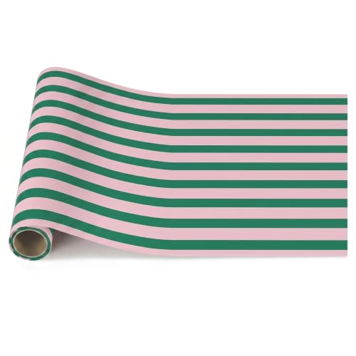 AmazingSpark Striped Table Runner Roll,Pink Green,25' Long X 16" Wide