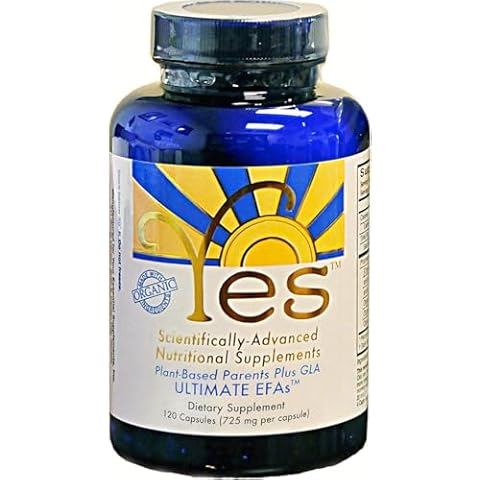 ULTIMATE EFAs Omega 3 6 Parent EFA Fish Oil Alternative, Organic Plant Based, Vegetarian, Burpless, No Fishy Aftertaste (120 Soft Gels) by YES Your Essential Supplements. Made in USA. Cover