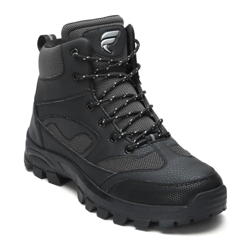 FC-HIKER Outdoor Hiking Trekking Fashion Stylish Comfort Hi-Top Lace-Up Combat Biker Boots (Black, 9, UK Footwear Size System, Adult, Men, Numeric, Medium, 9)