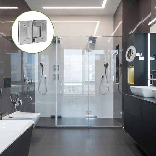 Amig - Scharnier für Dusche | Hohe Korrosionsbeständigkeit | Passt zu Glasgehäusen | Max. Belastung 35 kg | Für Glasstärke 8-12 mm | Geeignet für Duschabtrennungen | Mattes Nickel, 88 x 54 mm, Zink