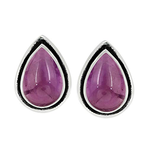 Natural Amethyst Labradorite Garnet Moonstone Lapis Malachite Silver Plated Stud Earrings for Women - Trendy Light Weight Earrings - Birthstones Jewelry Christmas Gifts for Her