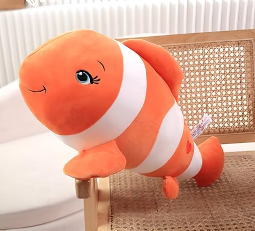 Image of Tickles Nemo Fish Soft Stuffed Plush Sea Animal Pillow for Kids Boys & Girls Birthday Gifts (Color: Orange and White Size: 65 cm)