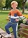 Voxikidio Toddler Boy Clothes 5T 6T Color-Block Long Sleeve Sweatshirt and Pant Clothing Set Kids 2Pcs Fall Winter Outfits Orange 5-6 Years