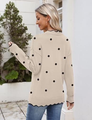 Image of Zeagoo Women's 2026 Fall V Neck Sweater Long Sleeve Lightweight Knit Tops