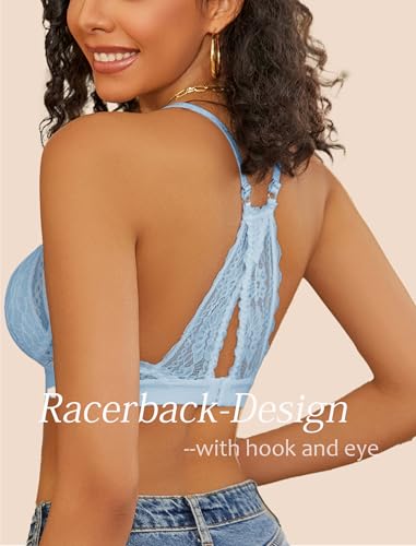Image of Avidlove Bralettes for Women Lace Racerback Bras Wireless Unlined Bralette Comfy Bra Sexy Lingerie Tops