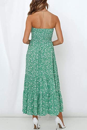 Image of ZESICA Women's Summer Boho Strapless Maxi Dress 2026 Casual Off Shoulder Smocked Flowy A Line Beach Holiday Long Dresses