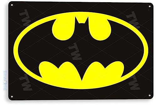 Tinworld Tin Sign: Batman Logo Comic Superhero Metal Decor B108