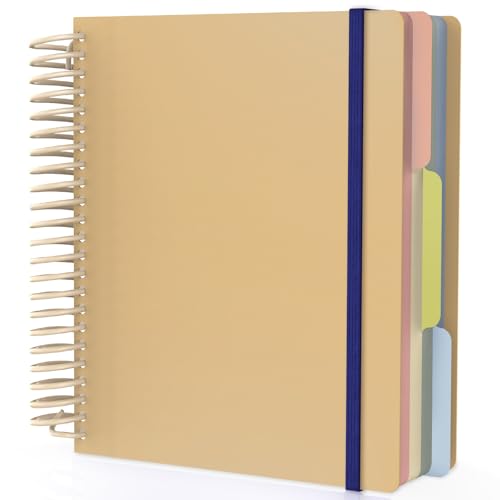 Cahier à spirale A5 papier épais 90g anti-bavure EUSOAR avec pochette et intercalaires