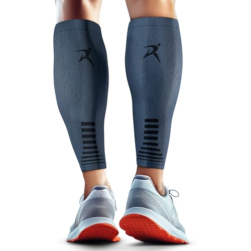 Rymora Calf Compression Sleeves for Men & Women (Ideal for Sports, Running, Shin Splints & More) (One Pair) (Charcoal Gray) (Medium) [M]