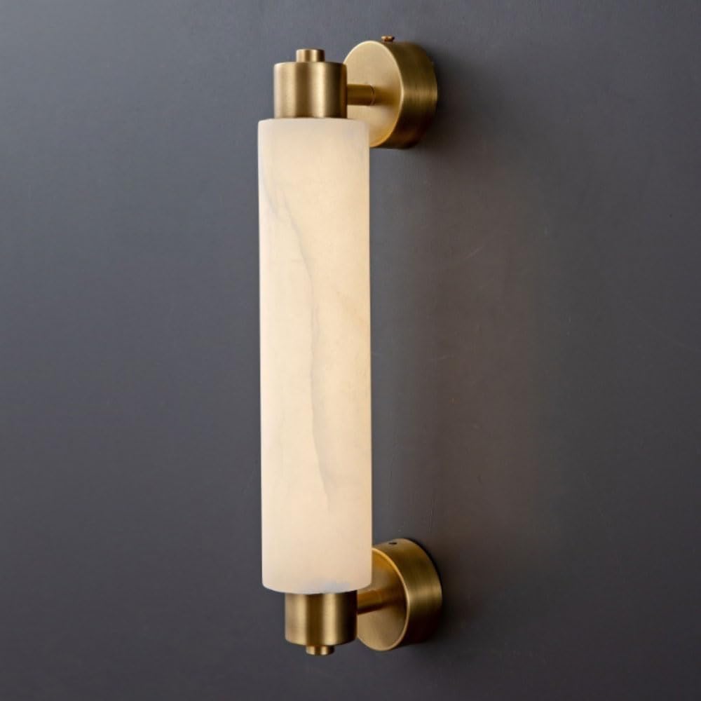 Jishubo Multicolor Led Light Source Hardwired Wall Light, Cylindrical Natural Alabaster Wall Lamp, Modern Industrial Style Wall Sconce, Corridor Living Room Bedside Wall Mounted Lighting Fixtures