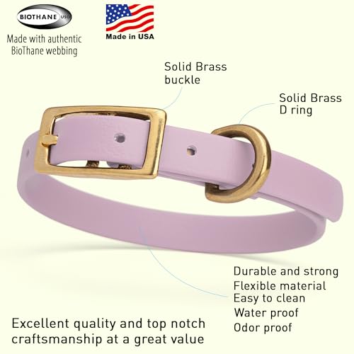 Image of Viper Biothane Heavy Duty Waterproof Dog Collar Strong Coated Nylon Webbing w /Solid Brass Hardware Odor-Proof for Easy Care to Clean High Performance Fits Small Medium or Large Dogs, Pastel Purple