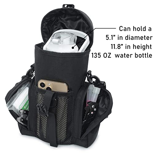 Tactical Molle Water Bottle Pouch Multi-Purpose 128 Oz Buckle Secured Top Water Bottle Holder Bag Hydration Carrier With Shoulder Strap (Coyote) #TOP2
