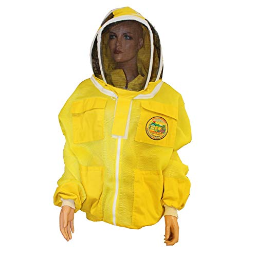 CAMICIOTTO Mesh Air VENTILATO con Maschera Astronauta con 2 Strati di Maglia A Rete Giallo per Apicoltore - Taglia S
