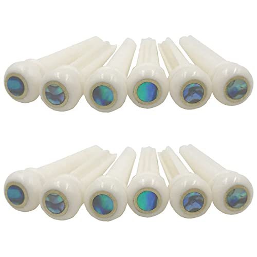SAROAD 12 pines de puente de hueso para guitarra con posición de 5,3 mm, punto Abanlone para reemplazo de piezas de guitarra acústica
