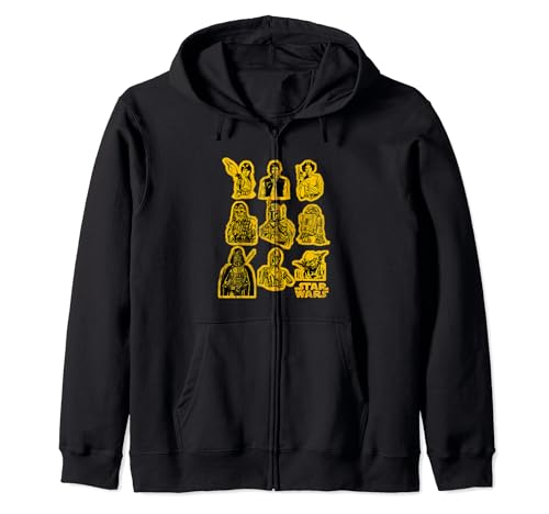 Sweat Star Wars Yellow Sticker Characters pull zippé à capuche coton