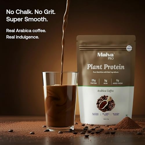 Image of Maiva Pro | Plant Protein Isolate - Arabica Coffee - 40gm (Pack of 5) | 25g Protein, 5g BCAA | Essential Amino Acids | Gut Friendly, Easy to Digest | Real Dates | Vegan, Dairy Free, No Preservatives
