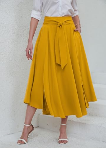 chouyatou Women's Elegant High Waisted Side Slit Irregular Bohemian Maxi Skirt with Pockets - Image 5