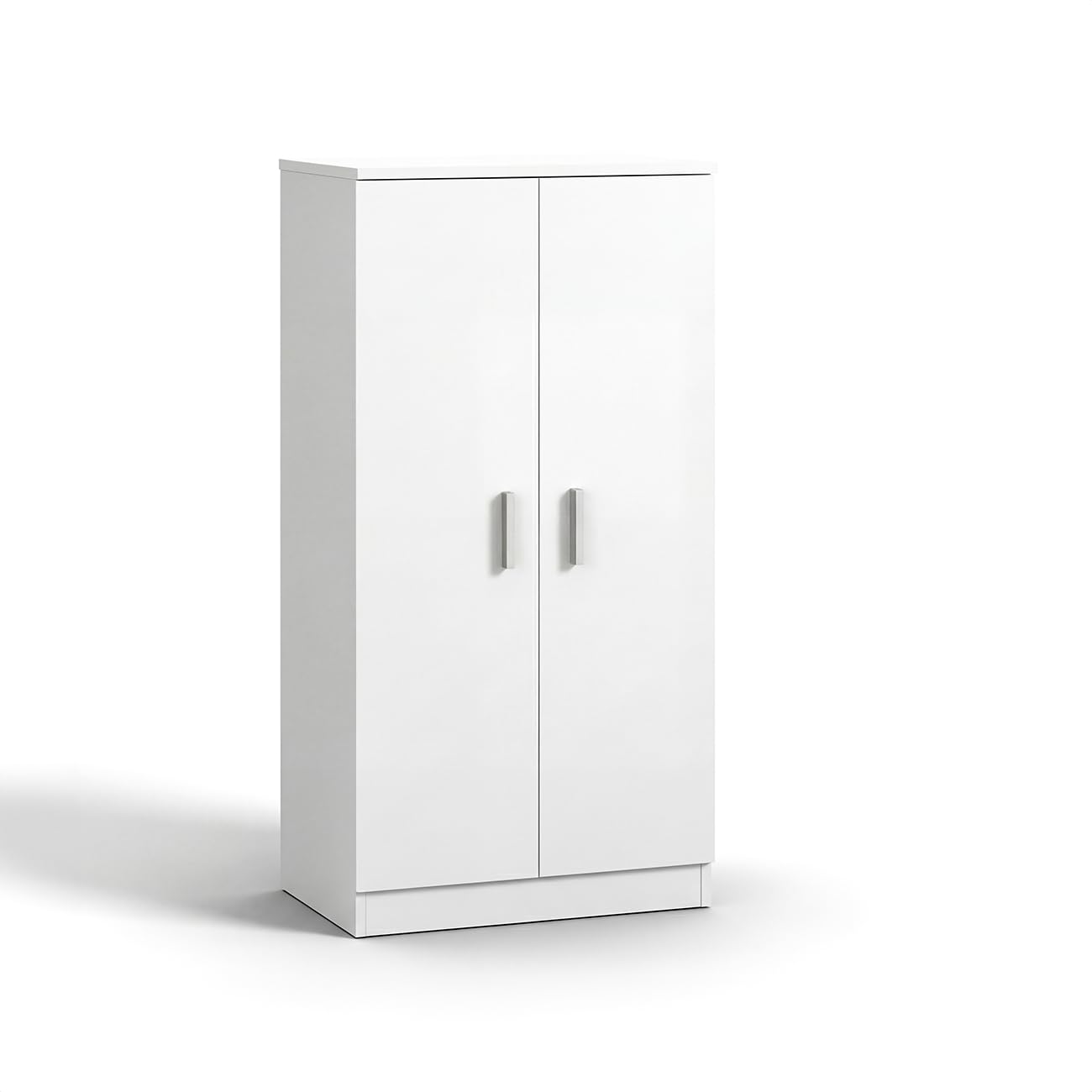 duehome | Zapatero Armario, Mueble Auxiliar, Acabado en Blanco Artik, Modelo Liam 55, Medidas: 55 cm (Largo) x 108 cm (Alto) x 36 cm (Fondo)