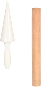BESTonZON 1 Set Pastry Cone Waffle Cone Shaper Cone Roller Egg Cone Shaper Krumkake Pastry Tool Cream Horn Molds Grill Weight Press Cake Stencil Pizzelle Roller Wooden Indoor Cone Machine