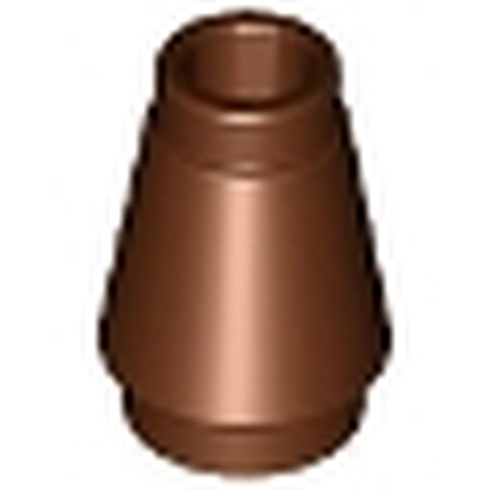 LEGO Cone Building Block, 1 x 1 with Top Groove, Part 4589b (Reddish Brown, 10, count)