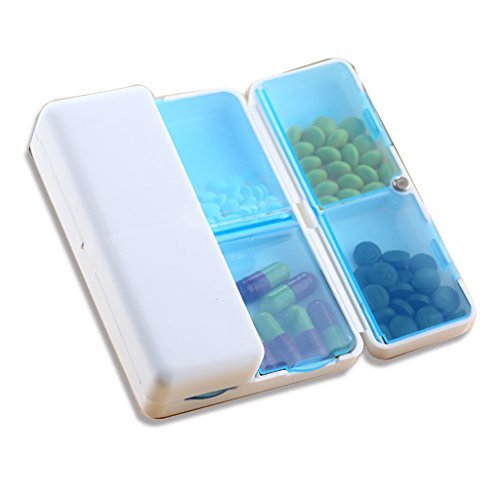 LazyMe White Pill Box, Pocket Size, 7 Divided Compact Case, 1 Pack (White)