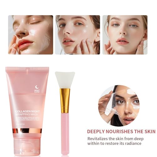 JALAWEF 2 máscaras noturnas de colágeno, máscara hidratante e firmadora para dormir.