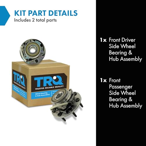 Image of TRQ 2 Piece Front Wheel Bearing & Hub Assembly Set 4WD Compatible with 2000-2003 Ford F-150 2004 F-150 Heritage 1997-1999 F-250