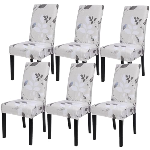 Image of SearchI Printed Dining Room Chair Covers Set of 6, Stretch Kitchen Chair Covers Washable Parsons Chair Slipcover Removable Dining Chair Protectors for Hotel,Ceremony(Floral Pattern3)