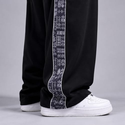 Image of Men Baggy Printed Track Pant | Loose Fit Casual Lower for Men | Everyday Wear