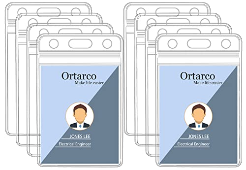Ortarco 8 Pack Id Badge Holder, Clear Pvc Id Card Holder Waterproof For Office, School 2.6 3.55 Inch Inner #TOP13