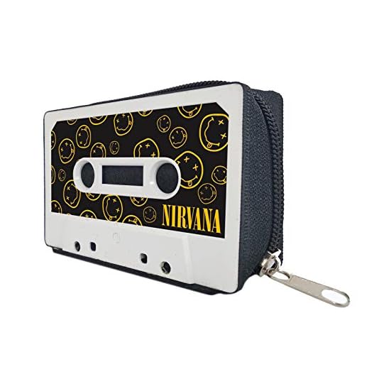 Monedero Cartera Mujer Hombre Billetera con Cremallera Retro Vintage - Artesanal Hecho a Mano con Cintas de Cassette Tarjetero Diseño Reciclado Moda Tamaño Pequeño Regalo Original Nirvana Portamonedas