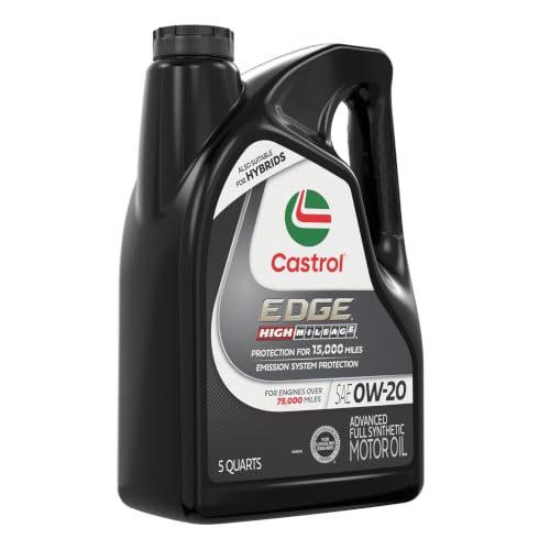 Image of Castrol EDGE High Mileage 0W-20 Advanced Full Synthetic Motor Oil, 5 Quart