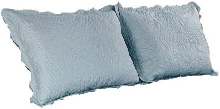 ALL FOR YOU 2-Piece Embroidered Quilted Pillow Shams-Standard Size (Aqua)