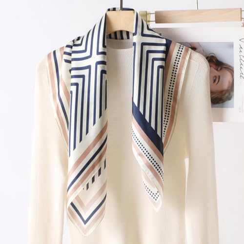 100% Mulberry Silk Scarf for Women, Bandana Square Satin Neck Head Scarf for Hair 27"x27" Handbag Accessories3