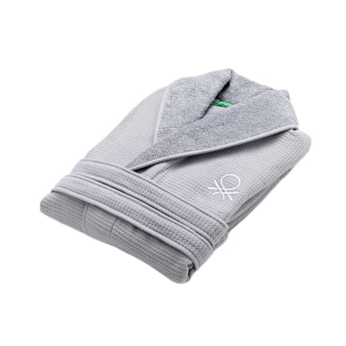 UNITED COLORS OF BENETTON. Albornoz Unidad, Waffle Gris, M/L Unisex Adulto