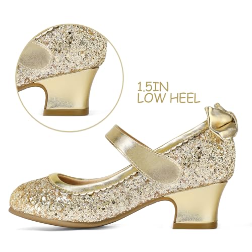Image of K KomForme Girls Dress Shoes Toddler Glitter Mary Jane Heels | Princess Pumps,Party Wedding Shoes