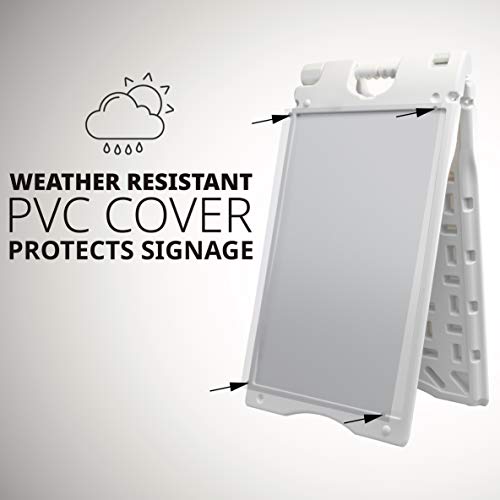 Jumbl A-Frame Signboard 15.7” x 26” Display Surface – Small Outdoor Sandwich Board w/Weather Resistant PVC Sign Protector & Sand Fill Holes – Dual Signage Stand for Storefront Sidewalk Curb (White) - Thumbnail 2