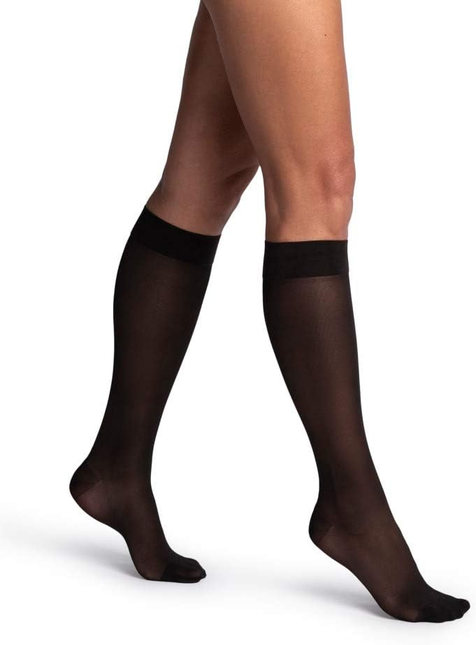 SIGVARIS Women's DYNAVEN Sheer Calf Compression Socks, 20-30mmHg, MS - Medium Short, Black - Image 2