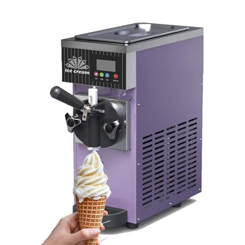 Máquina Helado Suave Un Solo Sabor,De Sobremesa,Producción 80 100 piezas/hora, Para El Hogar,Con Tolva De 2,5 L Y Cilindro De 1 L, Preenfriado Y Pantalla Lcd,Purple